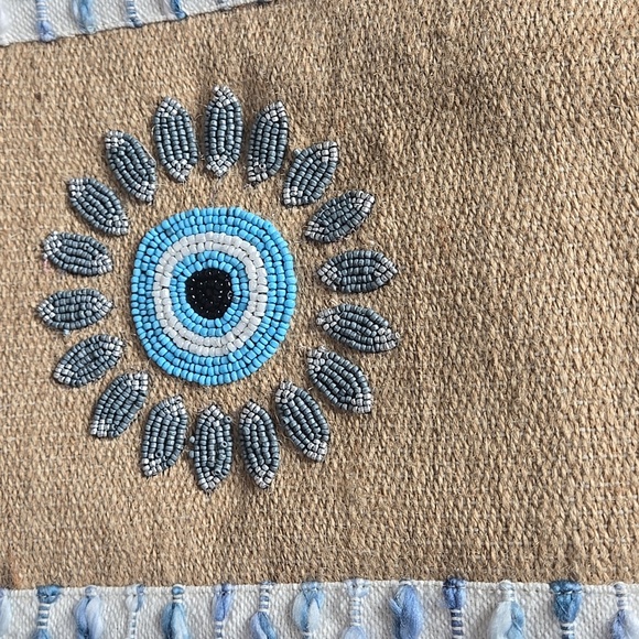 NWT Antik Kraft Eye Evil Beaded Shopper Tote - Picture 3 of 11